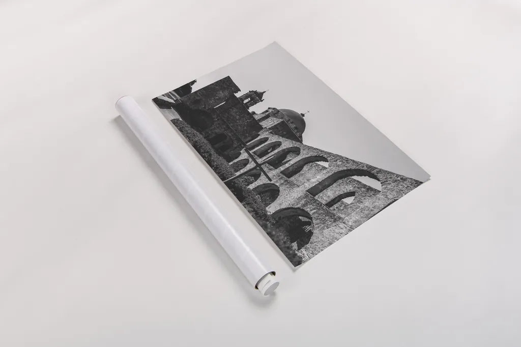 San Antonio Mission I by Nathan Larson. shown as a rolled paper print. Available as archival giclee rolled canvas, fine art paper, or poster print. SKU 102780i.