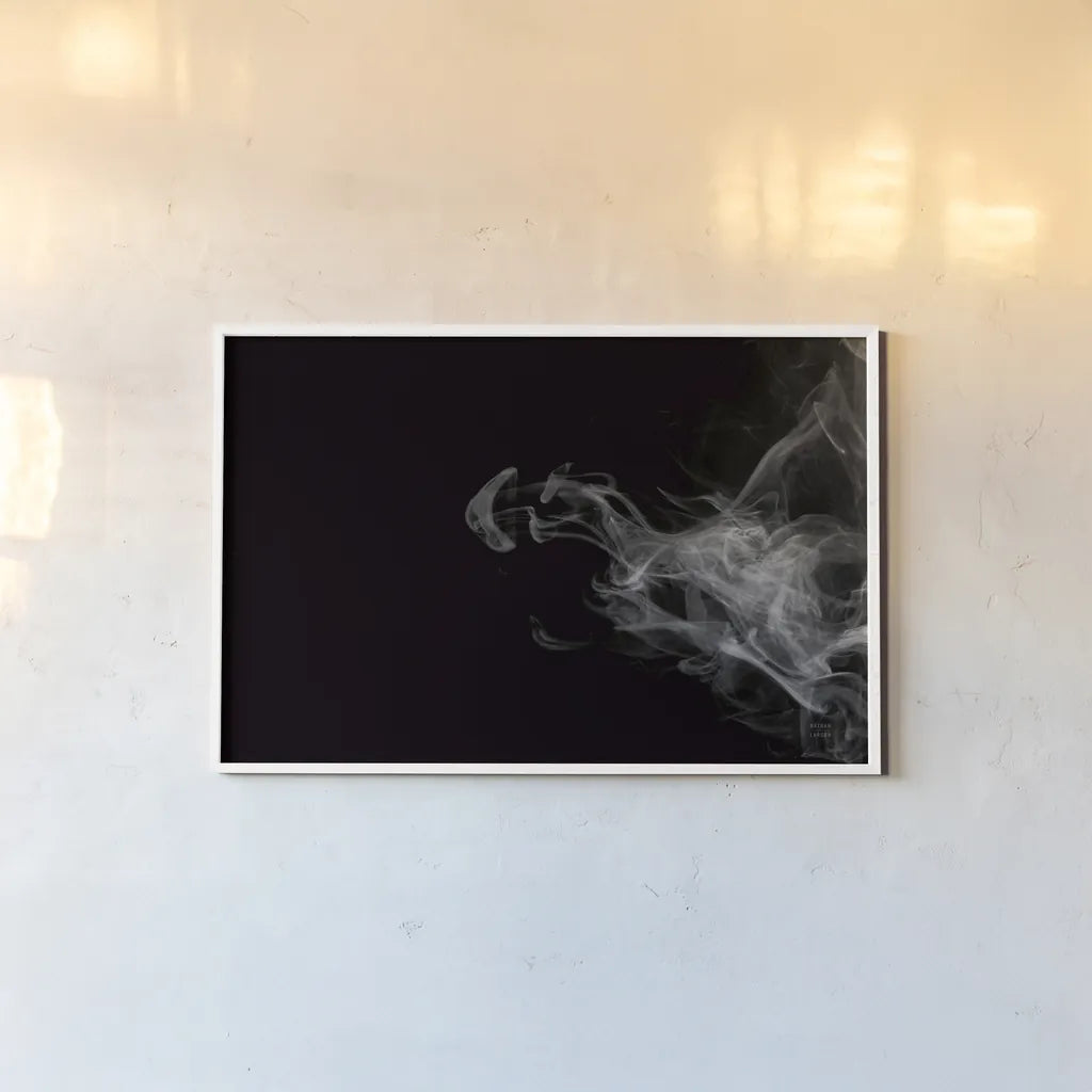 Smoke I by Nathan Larson. shown as a paper print in a white frame. Available as a archival giclee rolled canvas, fine art paper, or poster print. SKU 77335i.