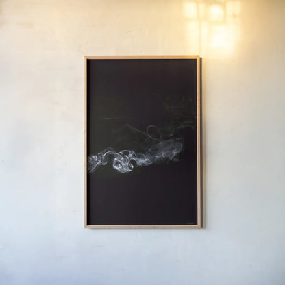 Smoke II by Nathan Larson. shown as a paper print in a natural frame. Available as a archival giclee rolled canvas, fine art paper, or poster print. SKU 77336h.