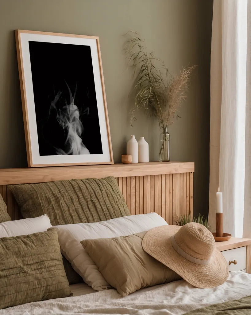 Smoke IV by Nathan Larson. shown as a paper print in a natural frame. Available as a archival giclee rolled canvas, fine art paper, or poster print. SKU 77338h.