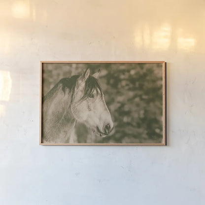 Snowy Range Antique by Nathan Larson. shown as a paper print in a natural frame. Available as a archival giclee rolled canvas, fine art paper, or poster print. SKU 84270i.