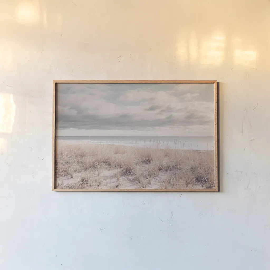 Soft Oceans by Nathan Larson. shown as a paper print in a natural frame. Available as a archival giclee rolled canvas, fine art paper, or poster print. SKU 71378i.
