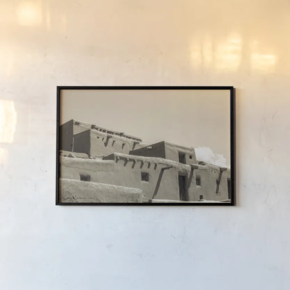 Southwest Adobe by Nathan Larson. shown as a paper print in a black flame. Available as a archival giclee rolled canvas, fine art paper, or poster print. SKU 77274i.