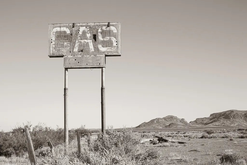 Southwest Gas Station by Nathan Larson. SKU 83391i. Archival Giclee Fine art print for wall decor.