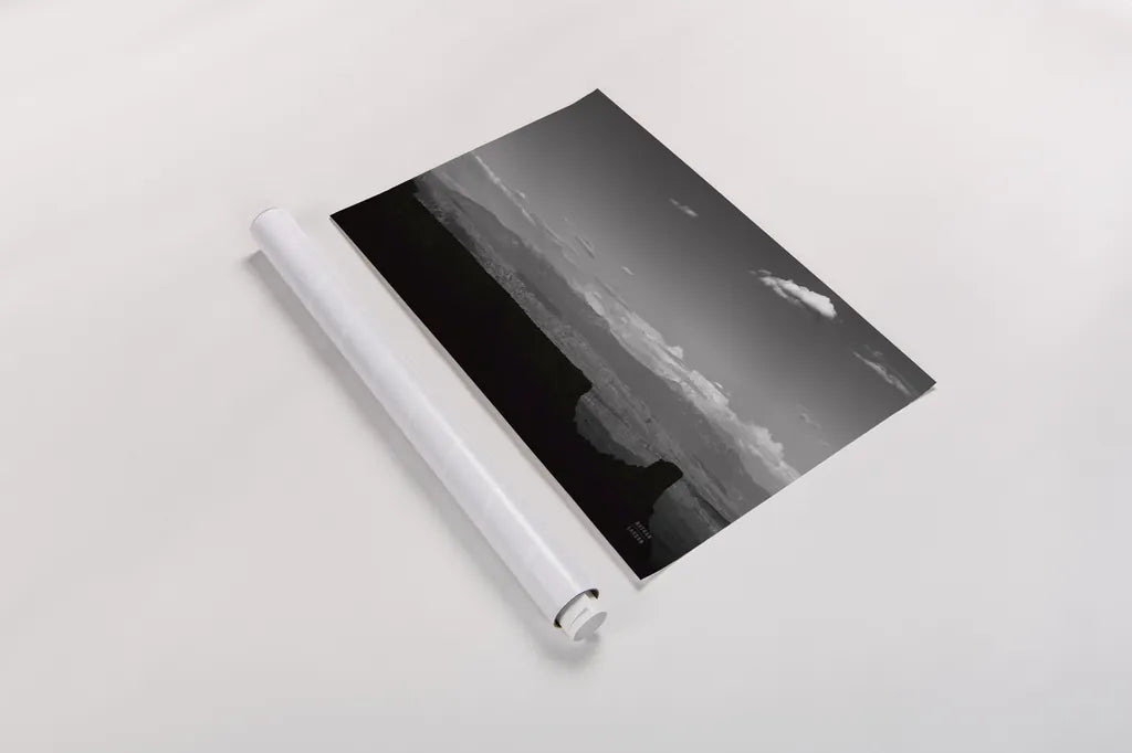 Southwest Layers BW by Nathan Larson. shown as a rolled paper print. Available as archival giclee rolled canvas, fine art paper, or poster print. SKU 83980i.