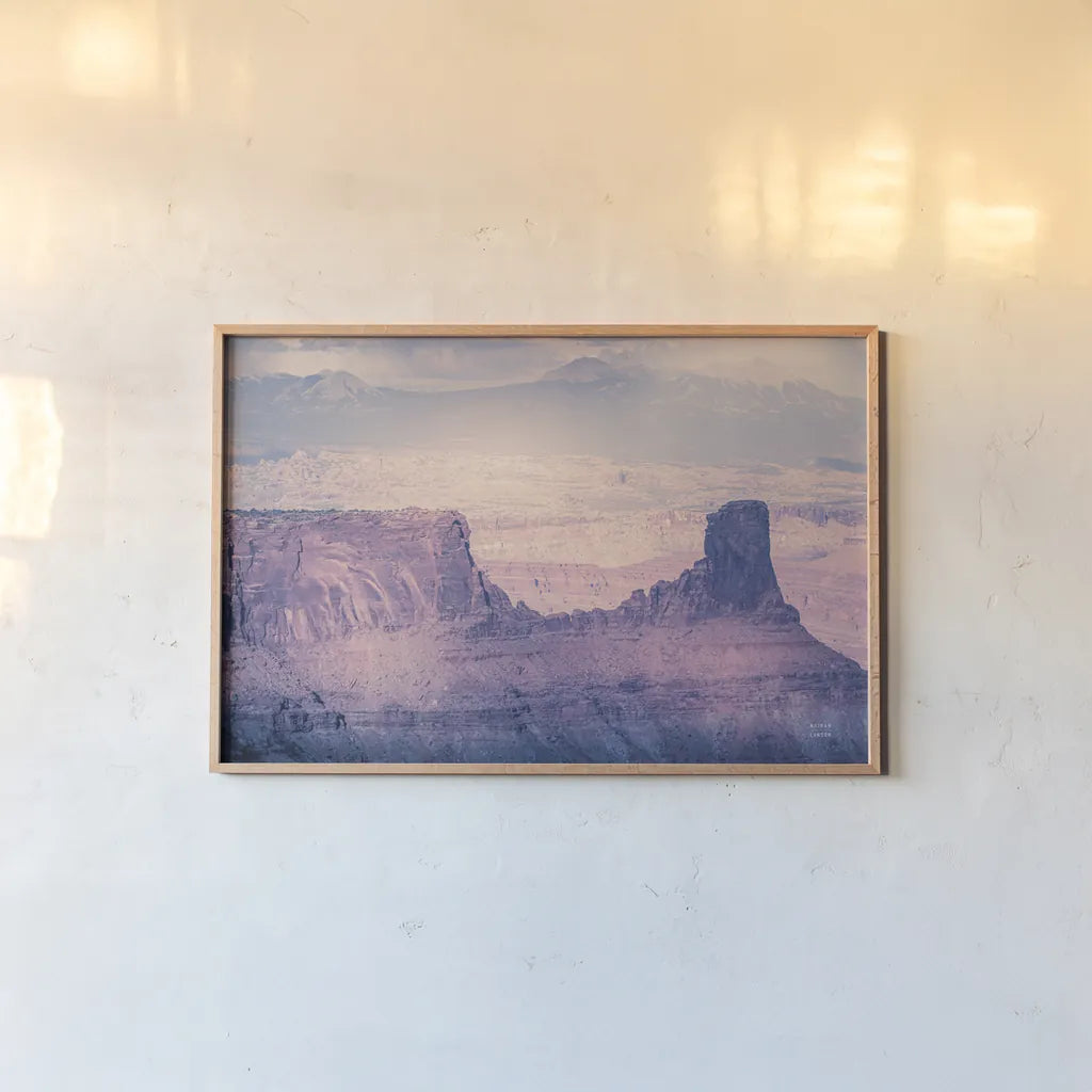 Southwest Sun by Nathan Larson. shown as a paper print in a natural frame. Available as a archival giclee rolled canvas, fine art paper, or poster print. SKU 80632i.