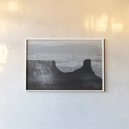Southwest Sun BW by Nathan Larson. shown as a paper print in a white frame. Available as a archival giclee rolled canvas, fine art paper, or poster print. SKU 80633i.