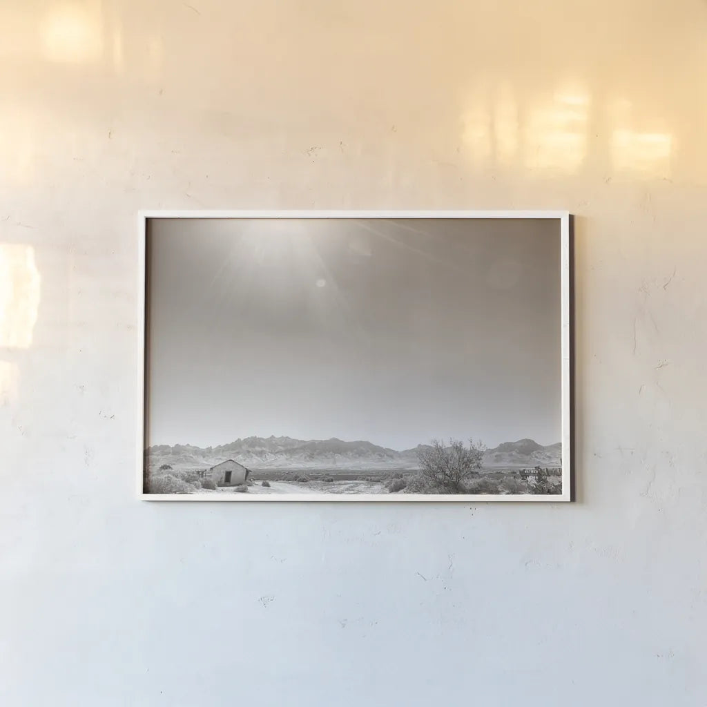 Southwestern Sun by Nathan Larson. shown as a paper print in a white frame. Available as a archival giclee rolled canvas, fine art paper, or poster print. SKU 82725i.