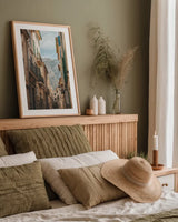 Spanish Islands by Nathan Larson. shown as a paper print in a natural frame. Available as a archival giclee rolled canvas, fine art paper, or poster print. SKU 88489h.