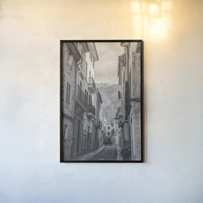 Spanish Islands BW by Nathan Larson. shown as a paper print in a black flame. Available as a archival giclee rolled canvas, fine art paper, or poster print. SKU 90382h.