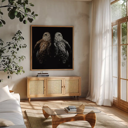 Still a Life by Nathan Larson. Shown in a natural wood frame in a cozy modern living room. Available as an archival giclee rolled canvas, fine art paper, or poster print. SKU 74414a.