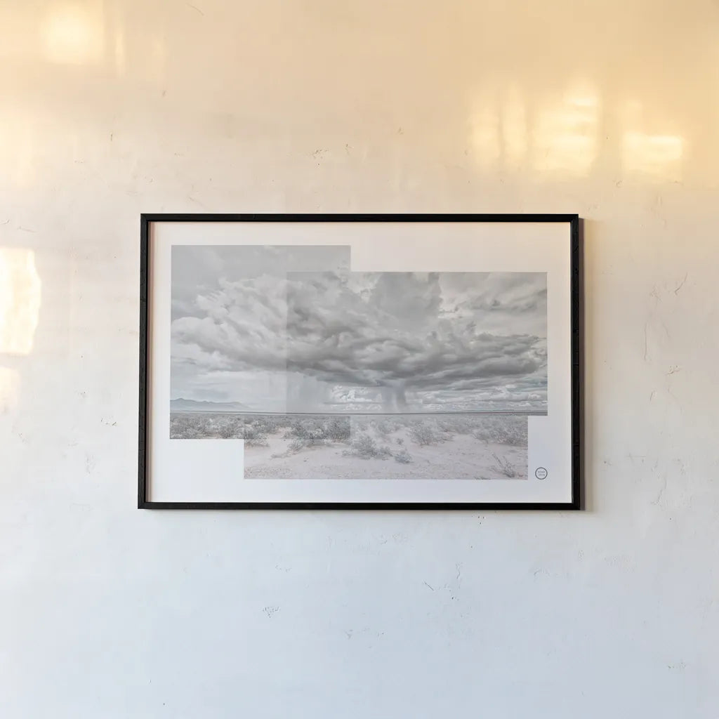 Storm Collage by Nathan Larson. shown as a paper print in a black flame. Available as a archival giclee rolled canvas, fine art paper, or poster print. SKU 72701i.