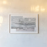 Storm Collage by Nathan Larson. shown as a paper print in a white frame. Available as a archival giclee rolled canvas, fine art paper, or poster print. SKU 72701i.