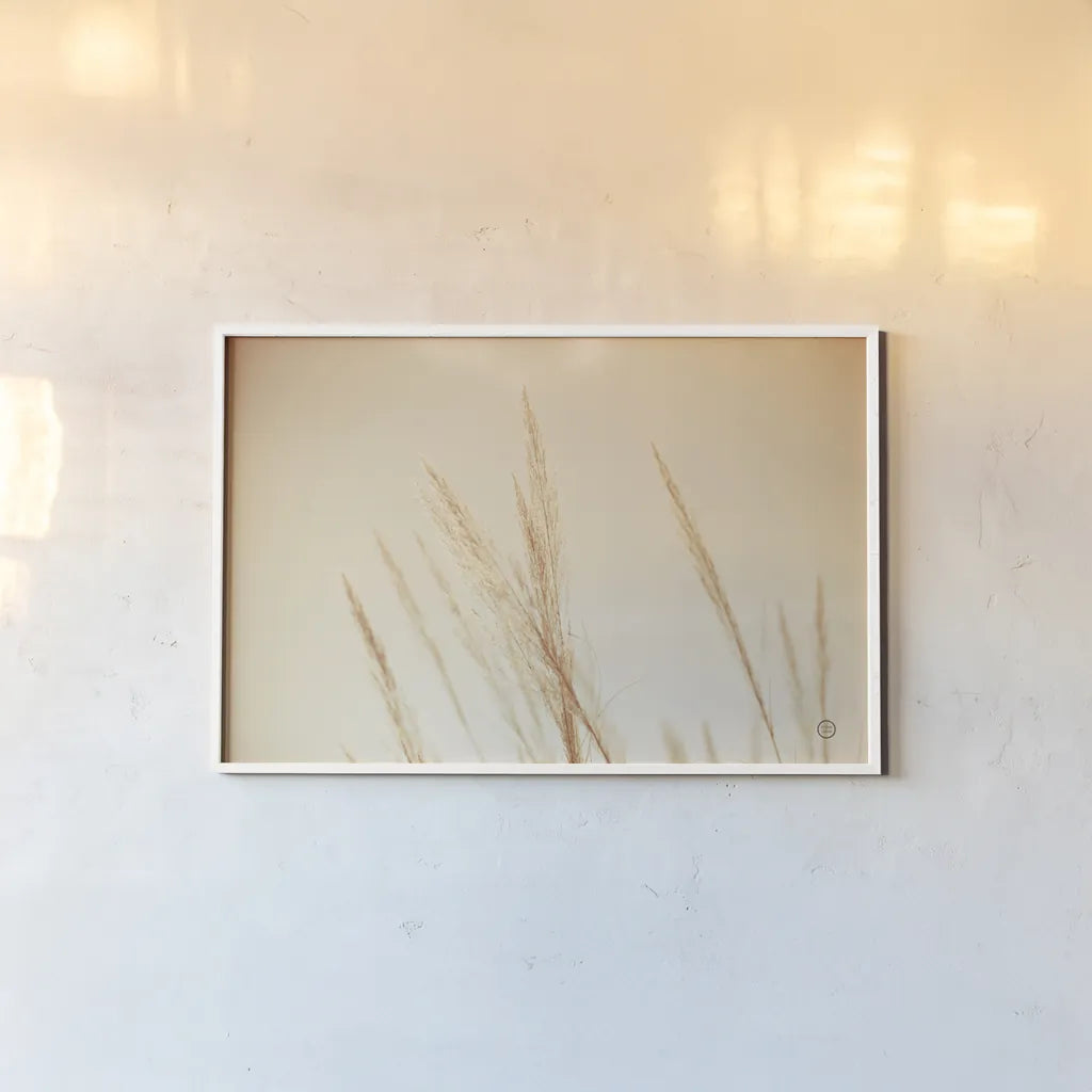 Summer Fields by Nathan Larson. shown as a paper print in a white frame. Available as a archival giclee rolled canvas, fine art paper, or poster print. SKU 75475i.