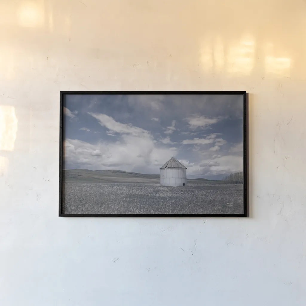 Sunny Pastures by Nathan Larson. shown as a paper print in a black flame. Available as a archival giclee rolled canvas, fine art paper, or poster print. SKU 84241i.