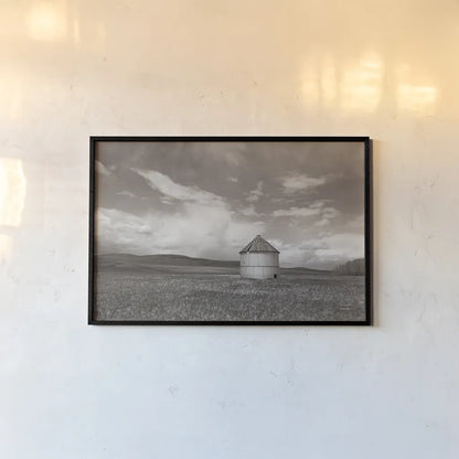Sunny Pastures BW by Nathan Larson. shown as a paper print in a black flame. Available as a archival giclee rolled canvas, fine art paper, or poster print. SKU 84242i.