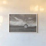 Sunny Pastures BW by Nathan Larson. shown as a paper print in a white frame. Available as a archival giclee rolled canvas, fine art paper, or poster print. SKU 84242i.