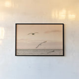 Sunset Flocks by Nathan Larson. shown as a paper print in a black flame. Available as a archival giclee rolled canvas, fine art paper, or poster print. SKU 72056i.