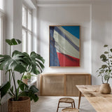 Texas Flag II by Nathan Larson. shown as a print in a natural wood frame in a dining room. Available as a archival giclee rolled canvas, fine art paper, or poster print. SKU 104028h.