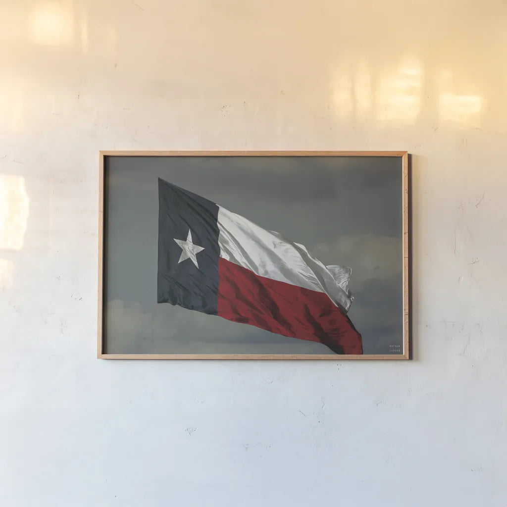 Texas Waves by Nathan Larson. shown as a paper print in a natural frame. Available as a archival giclee rolled canvas, fine art paper, or poster print. SKU 102779i.