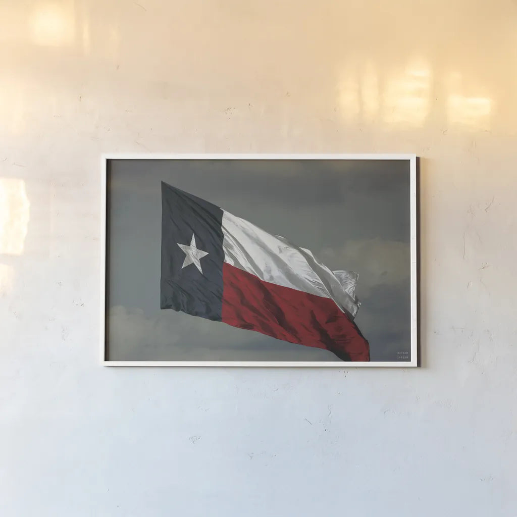 Texas Waves by Nathan Larson. shown as a paper print in a white frame. Available as a archival giclee rolled canvas, fine art paper, or poster print. SKU 102779i.