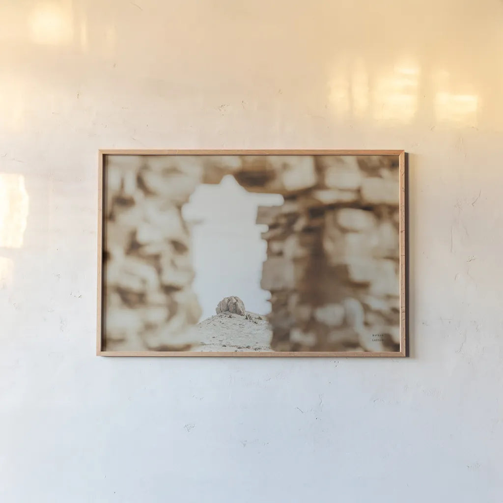 Through Ruins by Nathan Larson. shown as a paper print in a natural frame. Available as a archival giclee rolled canvas, fine art paper, or poster print. SKU 81817i.