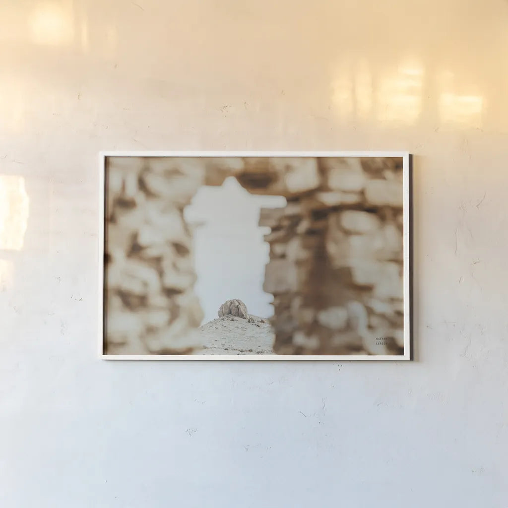 Through Ruins by Nathan Larson. shown as a paper print in a white frame. Available as a archival giclee rolled canvas, fine art paper, or poster print. SKU 81817i.