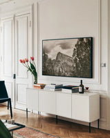To Zion by Nathan Larson. shown as a framed stretched canvas in a living room above a console. Available as a archival giclee rolled canvas, fine art paper, or poster print. SKU 96620i.