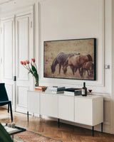 Together by Nathan Larson. shown as a framed stretched canvas in a living room above a console. Available as a archival giclee rolled canvas, fine art paper, or poster print. SKU 98709i.