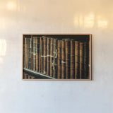 Trinity Library I by Nathan Larson. shown as a paper print in a natural frame. Available as a archival giclee rolled canvas, fine art paper, or poster print. SKU 103685i.