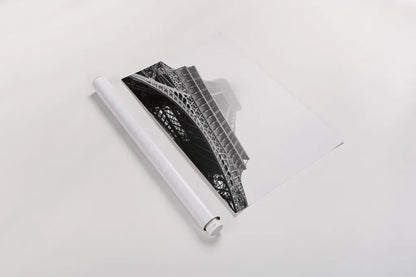 Under Eiffel Misty Day by Nathan Larson. shown as a rolled paper print. Available as archival giclee rolled canvas, fine art paper, or poster print. SKU 82299i.