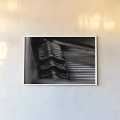 Under the Hood BW by Nathan Larson. shown as a paper print in a white frame. Available as a archival giclee rolled canvas, fine art paper, or poster print. SKU 76317i.