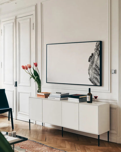 Undercover by Nathan Larson. shown as a framed stretched canvas in a living room above a console. Available as a archival giclee rolled canvas, fine art paper, or poster print. SKU 84248i.