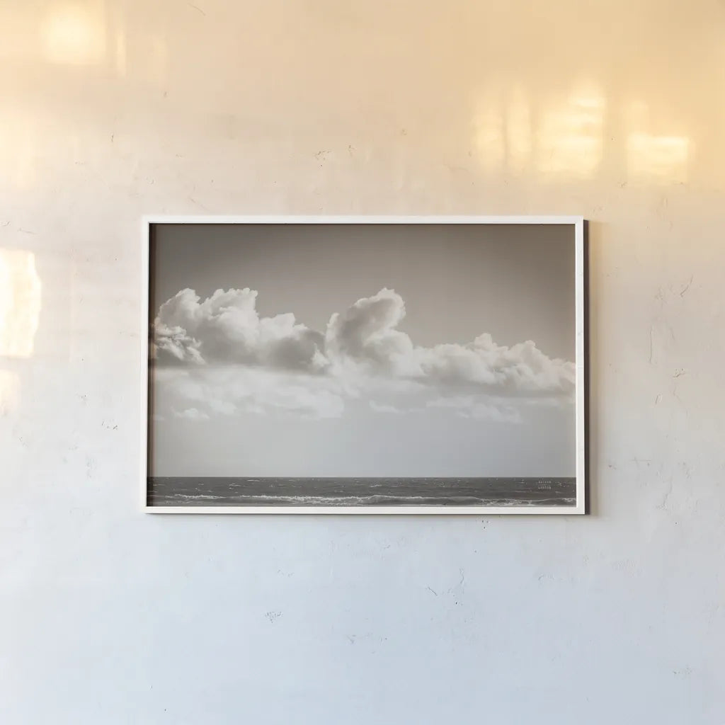 Venice Beach BW by Nathan Larson. shown as a paper print in a white frame. Available as a archival giclee rolled canvas, fine art paper, or poster print. SKU 90444i.