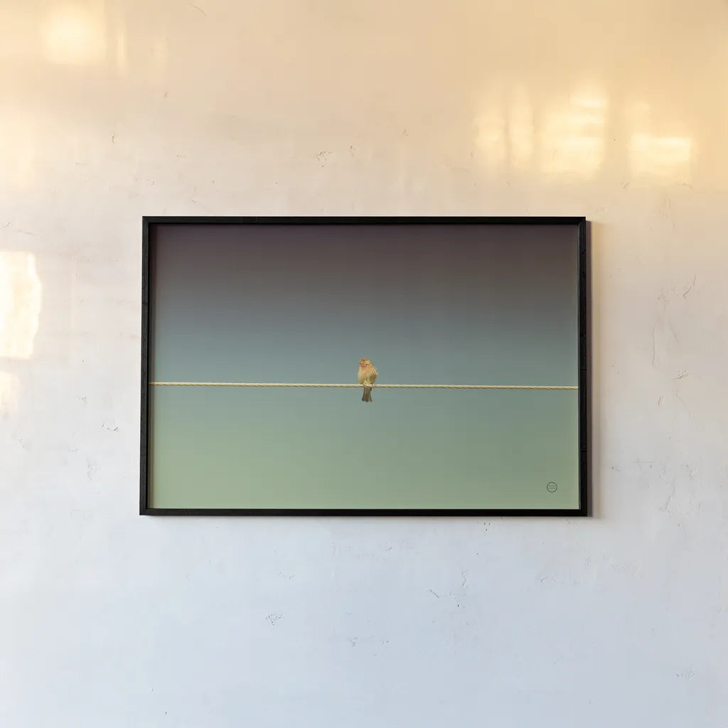 Waiting by Nathan Larson. shown as a paper print in a black flame. Available as a archival giclee rolled canvas, fine art paper, or poster print. SKU 70274i.