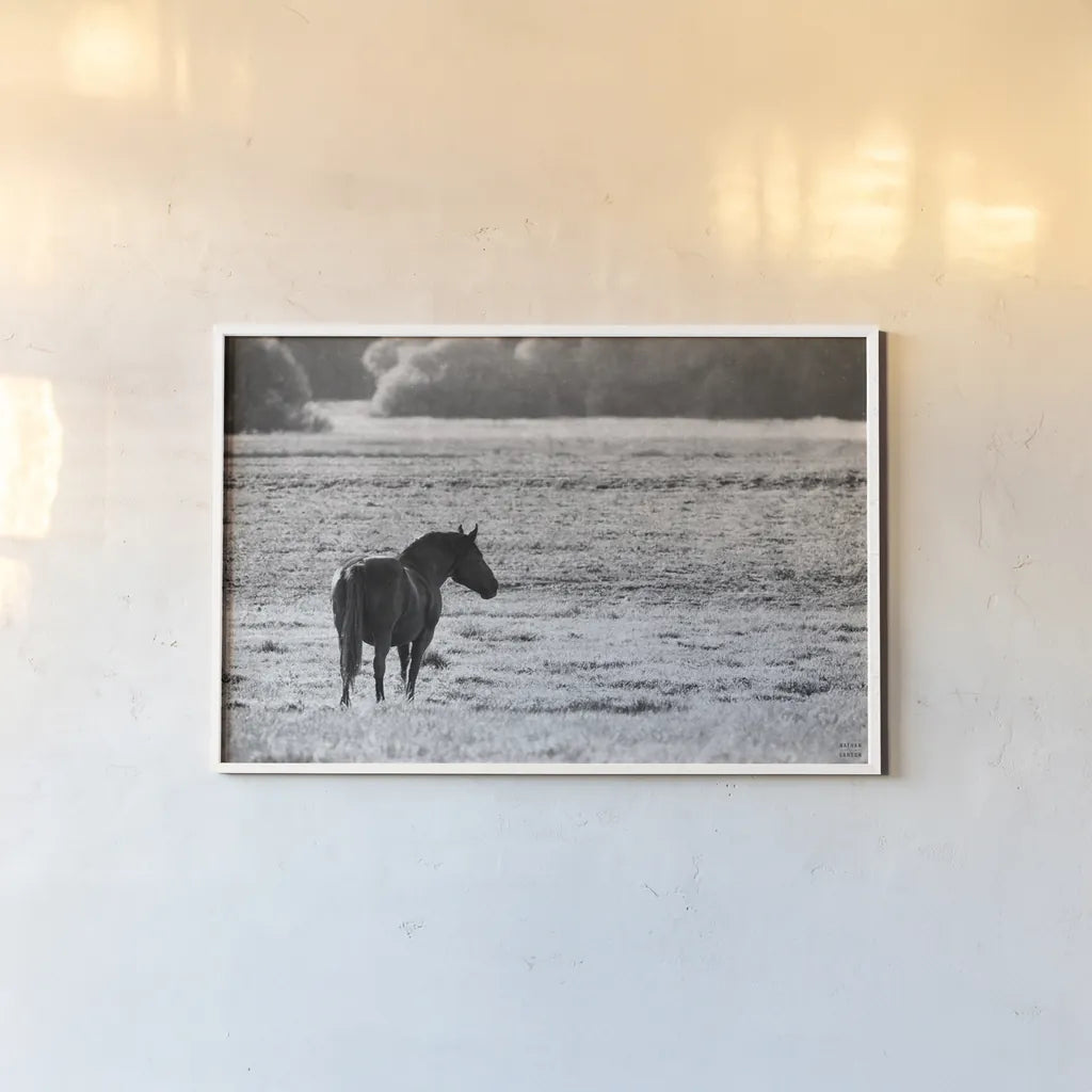 Waiting by Nathan Larson. shown as a paper print in a white frame. Available as a archival giclee rolled canvas, fine art paper, or poster print. SKU 99370i.