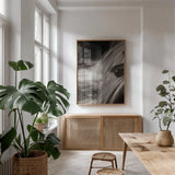 Water Light II Sepia by Nathan Larson. shown as a print in a natural wood frame in a dining room. Available as a archival giclee rolled canvas, fine art paper, or poster print. SKU 103795h.
