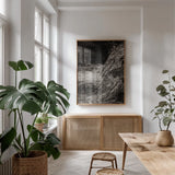 Water Light III Sepia by Nathan Larson. shown as a print in a natural wood frame in a dining room. Available as a archival giclee rolled canvas, fine art paper, or poster print. SKU 103797h.