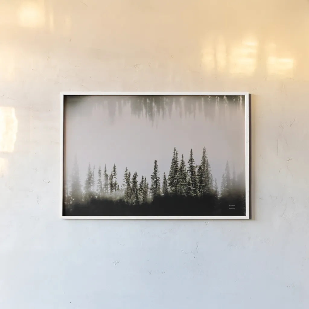Waterwood by Nathan Larson. shown as a paper print in a white frame. Available as a archival giclee rolled canvas, fine art paper, or poster print. SKU 90446i.