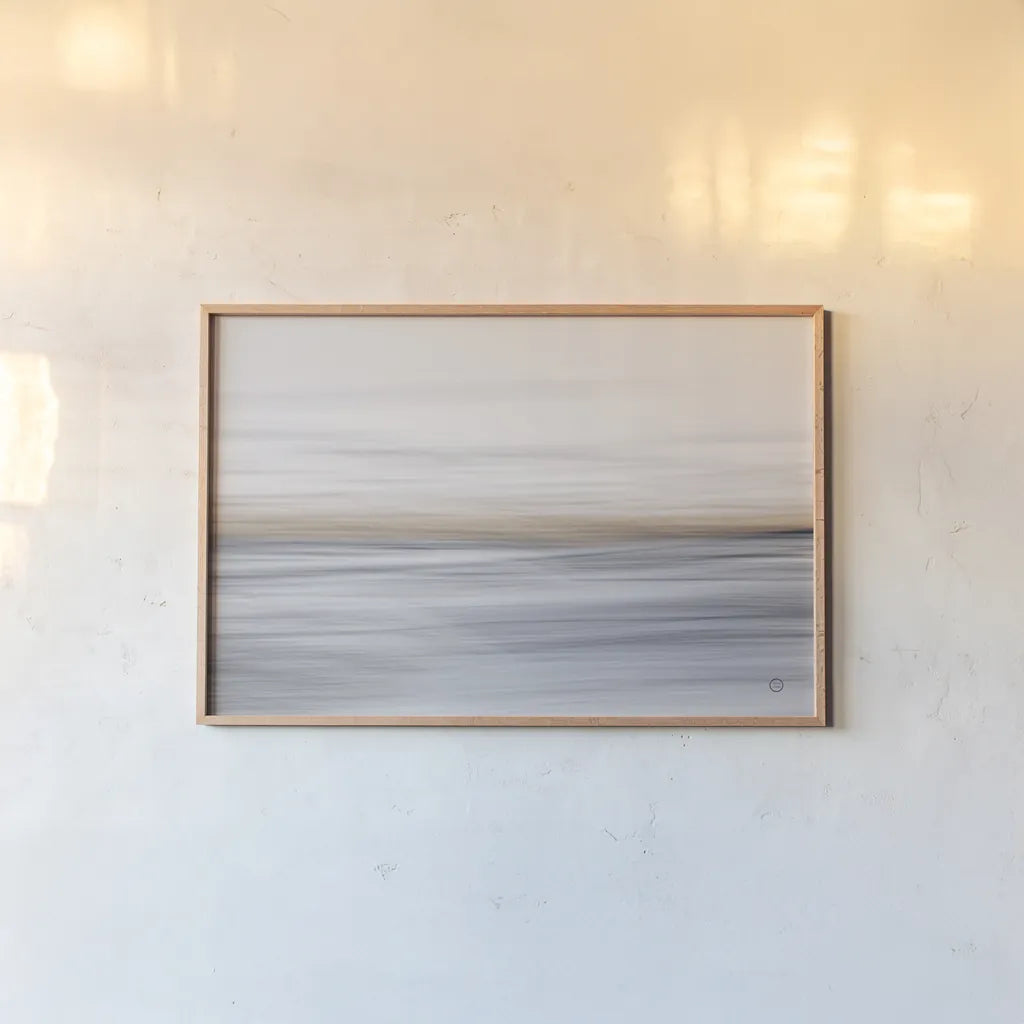 Waves Move Me II by Nathan Larson. shown as a paper print in a natural frame. Available as a archival giclee rolled canvas, fine art paper, or poster print. SKU 70533i.