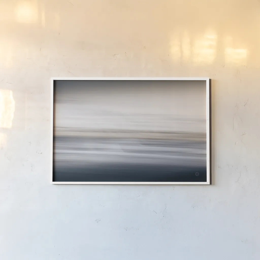 Waves Move Me IV by Nathan Larson. shown as a paper print in a white frame. Available as a archival giclee rolled canvas, fine art paper, or poster print. SKU 70535i.