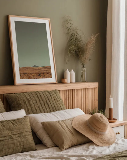 Welcome III by Nathan Larson. shown as a paper print in a natural frame. Available as a archival giclee rolled canvas, fine art paper, or poster print. SKU 82427h.