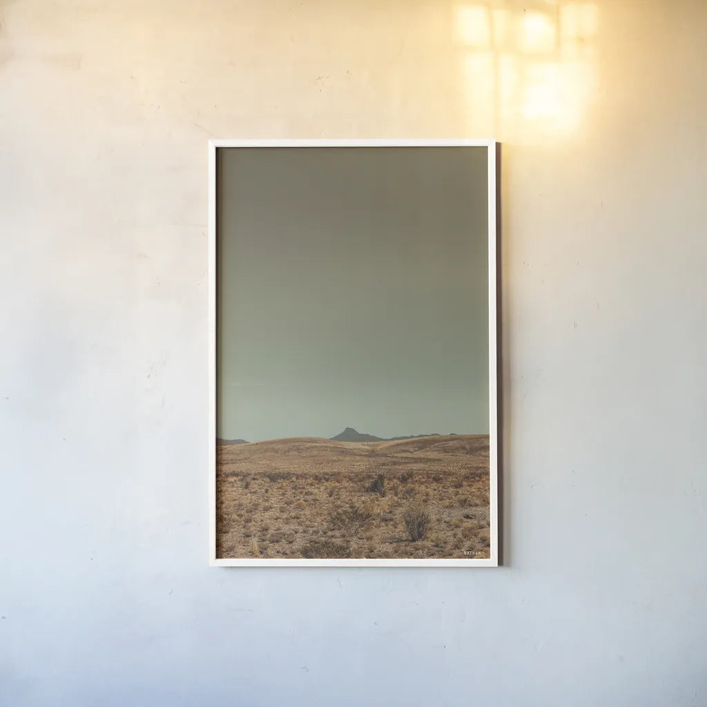 Welcome III by Nathan Larson. shown as a paper print in a white frame. Available as a archival giclee rolled canvas, fine art paper, or poster print. SKU 82427h.
