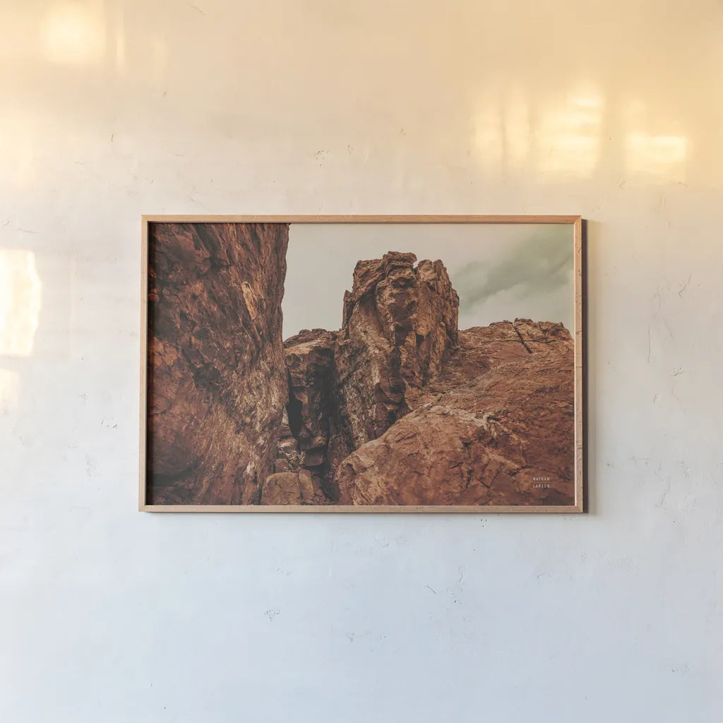 Welcome V by Nathan Larson. shown as a paper print in a natural frame. Available as a archival giclee rolled canvas, fine art paper, or poster print. SKU 82429i.