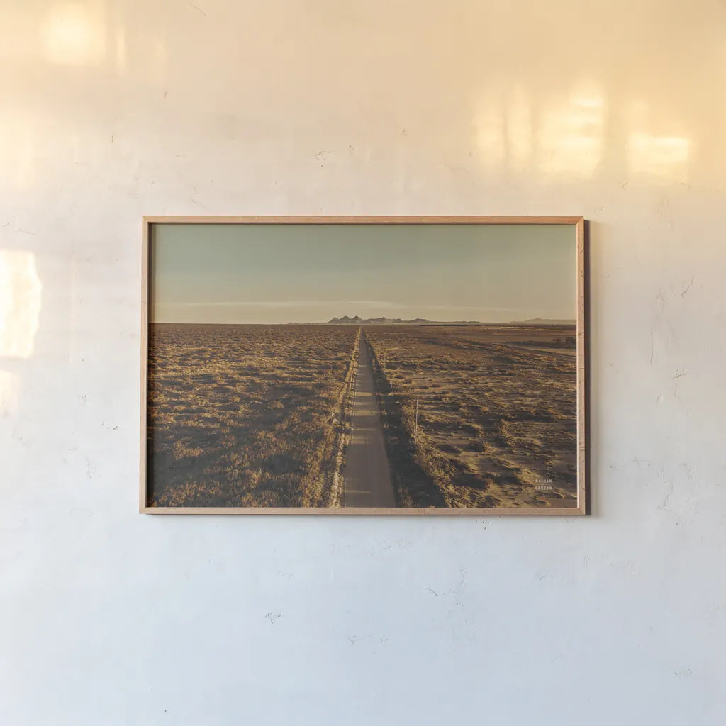 Welcome VI by Nathan Larson. shown as a paper print in a natural frame. Available as a archival giclee rolled canvas, fine art paper, or poster print. SKU 82430i.