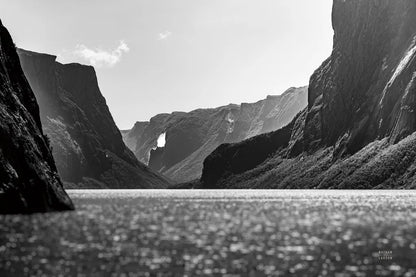 Western Brook Pond BW by Nathan Larson. SKU 101662i. Archival Giclee Fine art print for wall decor.