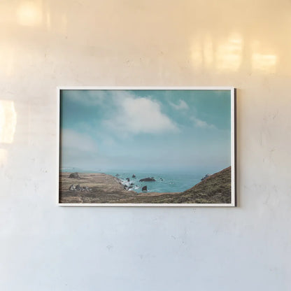 When Sea Becomes Sky by Nathan Larson. shown as a paper print in a white frame. Available as a archival giclee rolled canvas, fine art paper, or poster print. SKU 88868i.