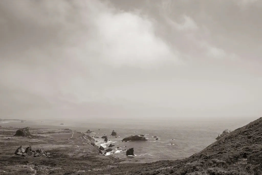 When Sea Becomes Sky BW by Nathan Larson. SKU 88869i. Archival Giclee Fine art print for wall decor.