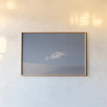 White Sands by Nathan Larson. shown as a paper print in a natural frame. Available as a archival giclee rolled canvas, fine art paper, or poster print. SKU 88243i.
