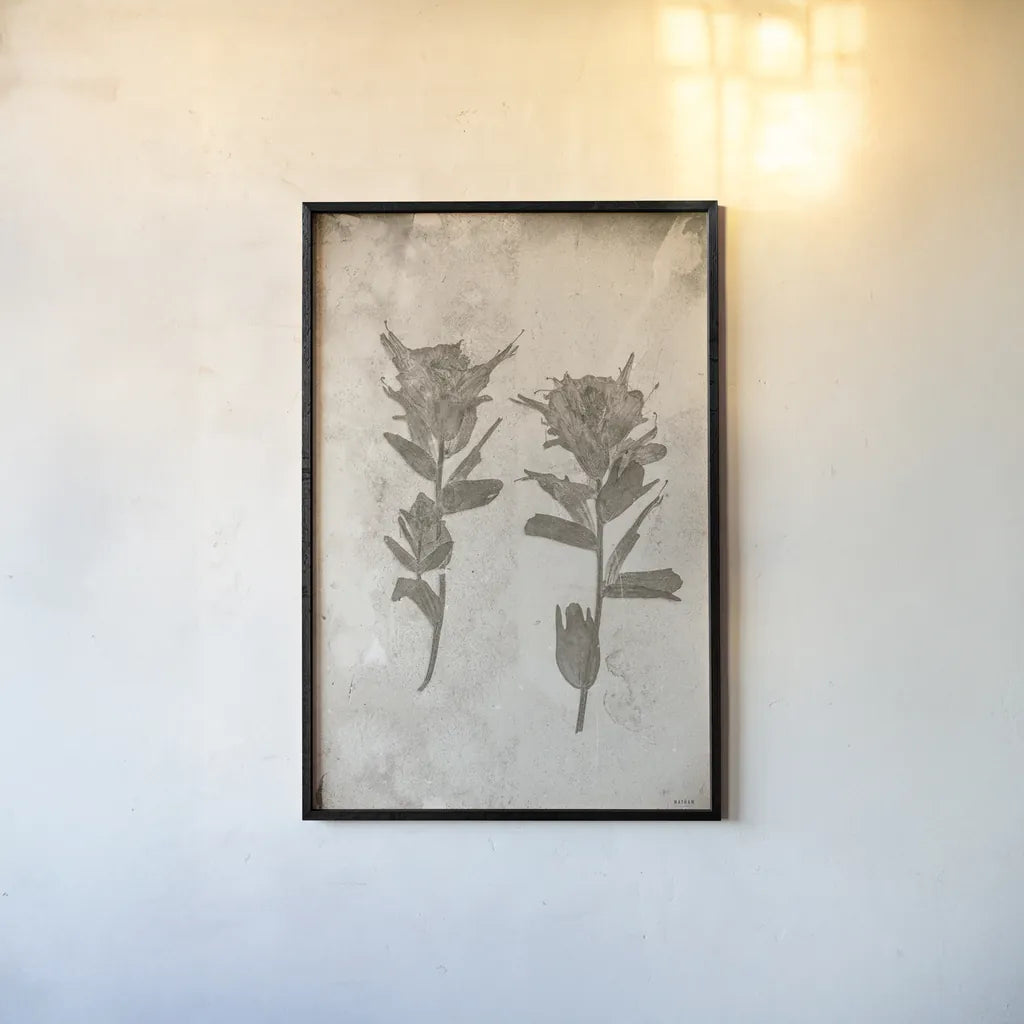 Wildflower Journal Vintage VII by Nathan Larson. shown as a paper print in a black flame. Available as a archival giclee rolled canvas, fine art paper, or poster print. SKU 97525h.